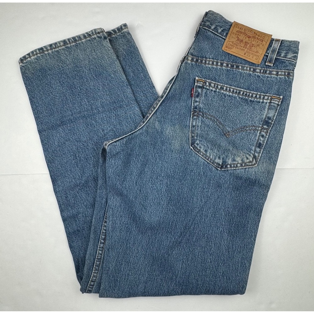 Vintage Levi's 550 Relaxed Fit W33 L32 Cotton Denim 90s Made in USA Blue Jeans - Picture 1 of 12